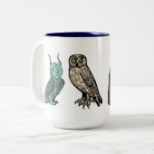 中世フクロウ ツートーンマグカップ (正面左)