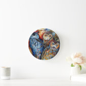 中世フクロウ ラウンド壁時計 (ホーム)