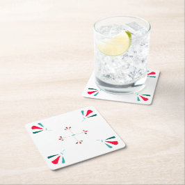 中世フラワークラウンゲームデザイン紙コースター スクエアペーパーコースター