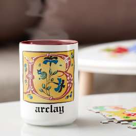 中世フローラライトレターBモノグラムマグ マグカップ