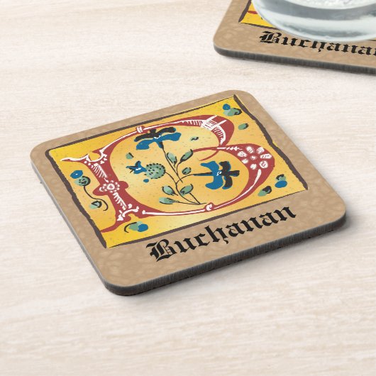 中世フローラライトレターBモノグラム コースター (左側)