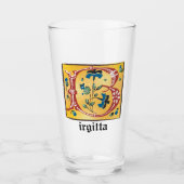 中世フローラライトレターBモノグラム タンブラーグラス (正面)