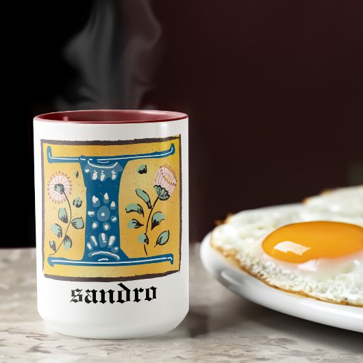 中世フローラライトレターIモノグラムマグ マグカップ