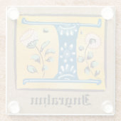 中世フローラライトレターIモノグラム ガラスコースター (裏面)