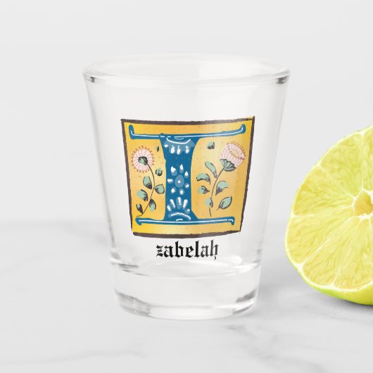 中世フローラライトレターIモノグラム ショットグラス (正面)