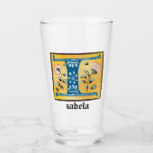 中世フローラライトレターIモノグラム タンブラーグラス (正面)