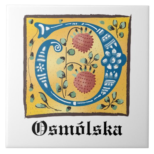 中世フローラライトレターOモノグラム タイル (正面)