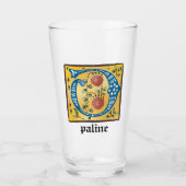 中世フローラライトレターOモノグラム タンブラーグラス (正面)