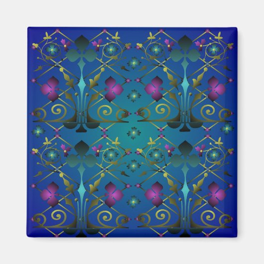 中世フローラルパターン角形磁石 マグネット (正面)