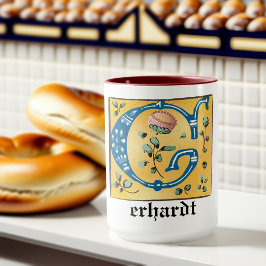 中世フローラ照光文字Gモノグラムマグ マグカップ