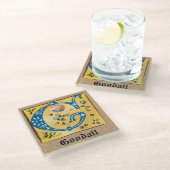 中世フローラ照光文字Gモノグラム ガラスコースター (アングル)