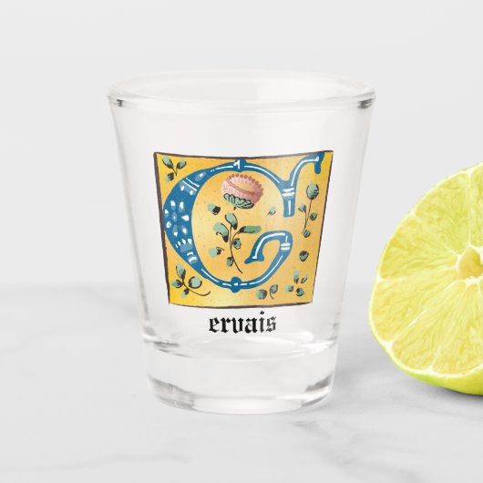 中世フローラ照光文字Gモノグラム ショットグラス (正面)