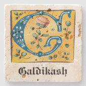 中世フローラ照光文字Gモノグラム ストーンコースター (正面)