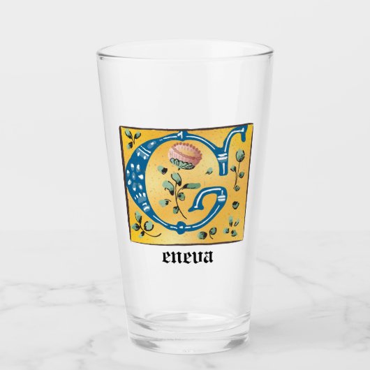 中世フローラ照光文字Gモノグラム タンブラーグラス (正面)