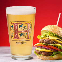 中世フローラ照光文字Hモノグラム タンブラーグラス