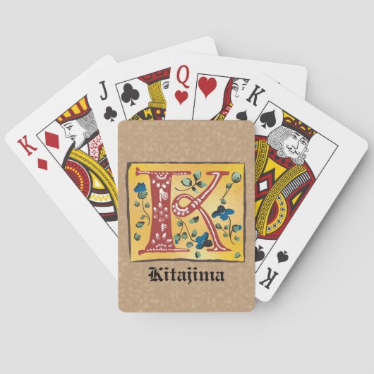 中世フローラ照光文字Kモノグラム トランプ (裏面)