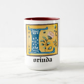 中世フローラ照光文字Lモノグラムマグ マグカップ (中央)