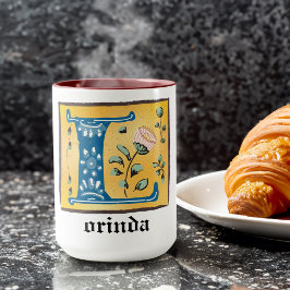 中世フローラ照光文字Lモノグラムマグ マグカップ