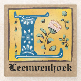 中世フローラ照光文字Lモノグラム ガラスコースター