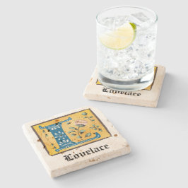 中世フローラ照光文字Lモノグラム ストーンコースター