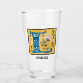 中世フローラ照光文字Lモノグラム タンブラーグラス (正面)