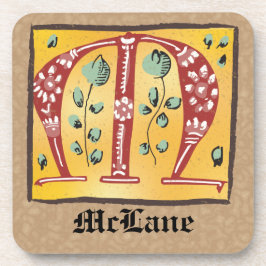 中世フローラ照光文字Mモノグラム コースター