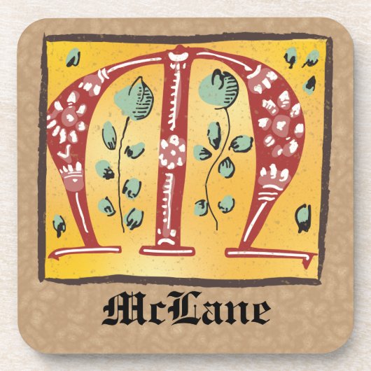 中世フローラ照光文字Mモノグラム コースター (正面)