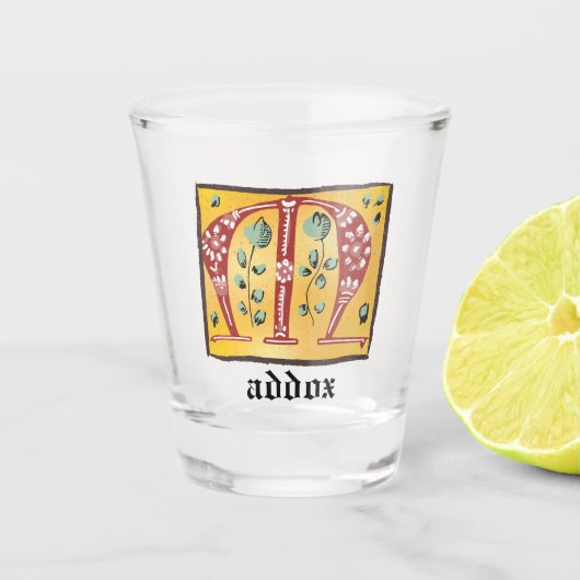 中世フローラ照光文字Mモノグラム ショットグラス (正面)