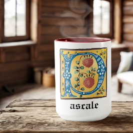 中世フローラ照光文字Pモノグラムマグ マグカップ