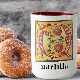 中世フローラ照光文字Qモノグラムマグ マグカップ