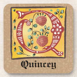 中世フローラ照光文字Qモノグラム コースター