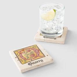 中世フローラ照光文字Qモノグラム ストーンコースター