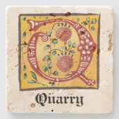 中世フローラ照光文字Qモノグラム ストーンコースター (正面)