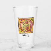 中世フローラ照光文字Qモノグラム タンブラーグラス (正面)