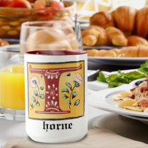 中世フローラ照光文字Tモノグラムマグ