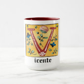 中世フローラ照光文字Vモノグラムマグ マグカップ (中央)