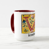 中世フローラ照光文字Vモノグラムマグ マグカップ (正面左)