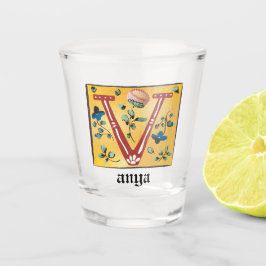 中世フローラ照光文字Vモノグラム ショットグラス
