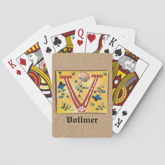 中世フローラ照光文字Vモノグラム トランプ (裏面)