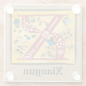 中世フローラ照光文字Xモノグラム ガラスコースター (裏面)