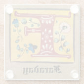 中世フローラ照明付きモノグラム文字 ガラスコースター (裏面)