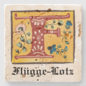 中世フローラ照明付きモノグラム文字 ストーンコースター (正面)