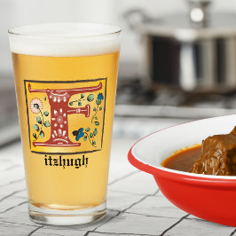 中世フローラ照明付きモノグラム文字 タンブラーグラス