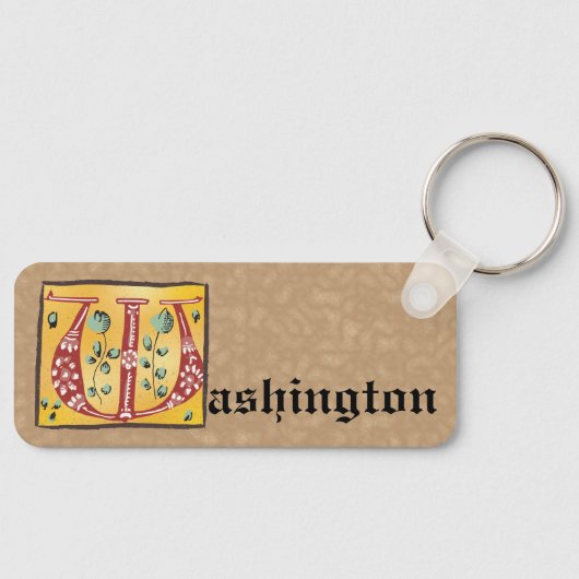 中世フローラ照明付き文字Wモノグラム キーホルダー (正面)