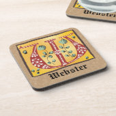 中世フローラ照明付き文字Wモノグラム コースター (左側)