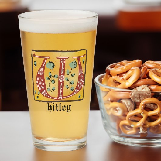 中世フローラ照明付き文字Wモノグラム タンブラーグラス