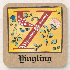 中世フローラ照明付き文字Yモノグラム コースター