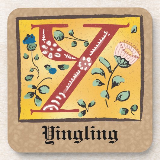 中世フローラ照明付き文字Yモノグラム コースター (正面)