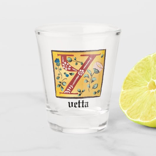 中世フローラ照明付き文字Yモノグラム ショットグラス (正面)