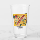 中世フローラ照明付き文字Yモノグラム タンブラーグラス (正面)